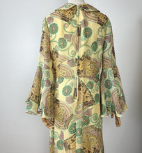 Load image into Gallery viewer, 60s Yellow Floral Bell Sleeve Maxi Dress Medium
