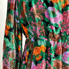 Load image into Gallery viewer, 80s Dark Floral Velvet Dress Medium
