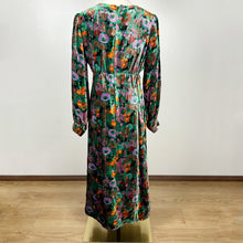 Load image into Gallery viewer, 80s Dark Floral Velvet Dress Medium
