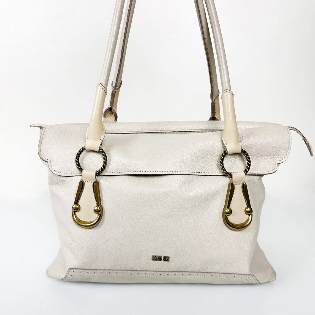 Anna Sui Cream Leather Handbag