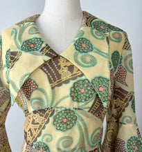 Load image into Gallery viewer, 60s Yellow Floral Bell Sleeve Maxi Dress Medium
