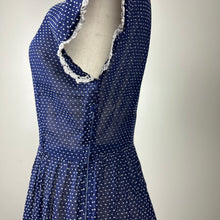 Load image into Gallery viewer, 40s Blue Polka Dot Day Dress XS/S
