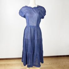 Load image into Gallery viewer, 40s Blue Polka Dot Day Dress XS/S
