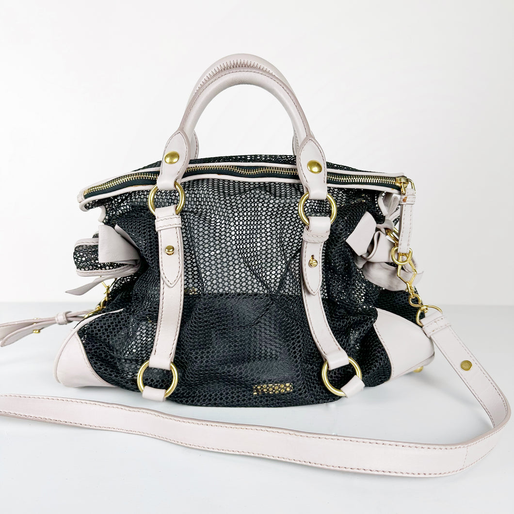 Miu Miu Black 2-Way Mesh Bow Purse