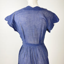 Load image into Gallery viewer, 40s Blue Polka Dot Day Dress XS/S
