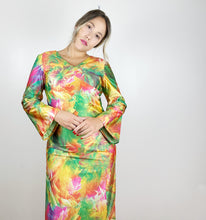 Load image into Gallery viewer, 70s Colorful Psychedelic Floral Maxi Dress Small
