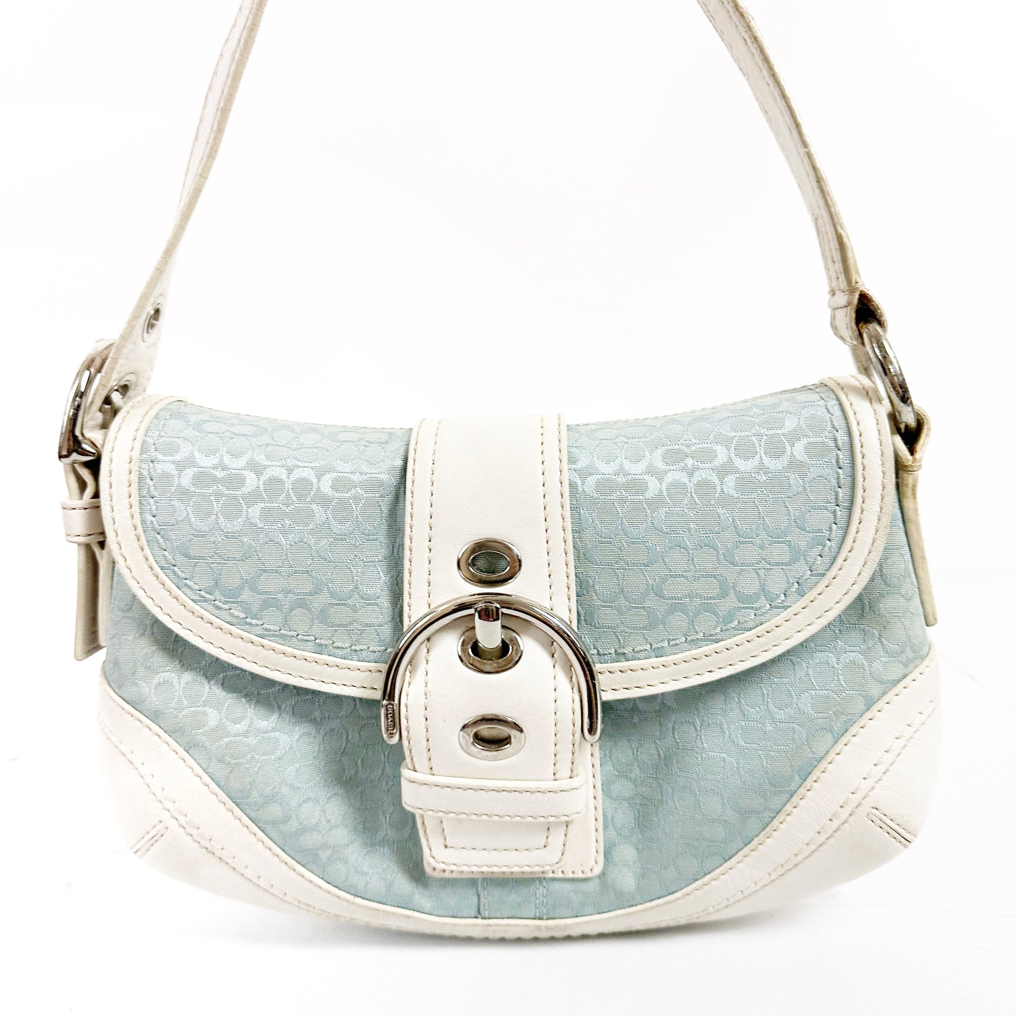 Coach Soho Light high quality Blue Patent Leather Shoulder Chain Y2k bag✨