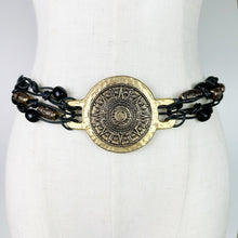 Load image into Gallery viewer, 80s Medallion Beaded Elastic Waist Belt M/L
