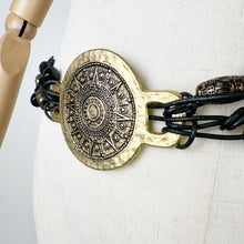 Load image into Gallery viewer, 80s Medallion Beaded Elastic Waist Belt M/L
