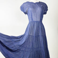 Load image into Gallery viewer, 40s Blue Polka Dot Day Dress XS/S
