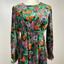 Load image into Gallery viewer, 80s Dark Floral Velvet Dress Medium
