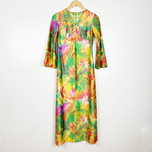 Load image into Gallery viewer, 70s Colorful Psychedelic Floral Maxi Dress Small
