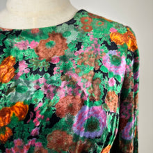 Load image into Gallery viewer, 80s Dark Floral Velvet Dress Medium
