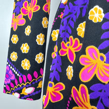 Load image into Gallery viewer, 70s Black Floral Midi Dress Small
