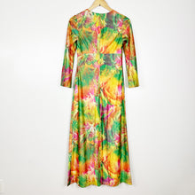 Load image into Gallery viewer, 70s Colorful Psychedelic Floral Maxi Dress Small
