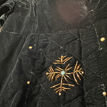 Load image into Gallery viewer, 50s 60s Black Velvet Beaded Snowflake Dress Small
