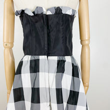 Load image into Gallery viewer, 80s Gunne Sax Black Checkered Strapless Dress Small
