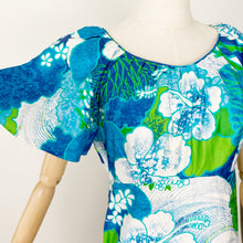 Load image into Gallery viewer, 70s Deadstock Blue Hawaiian Maxi Dress Small
