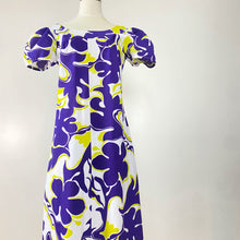 Load image into Gallery viewer, 70s Purple Floral Hawaiian Maxi Dress Small
