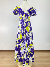 Load image into Gallery viewer, 70s Purple Floral Hawaiian Maxi Dress Small
