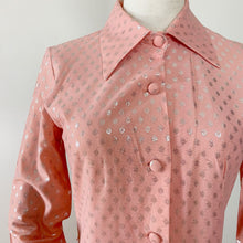 Load image into Gallery viewer, 70s Pink Metallic Polka Dot Shift Maxi Dress Medium
