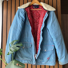 Load image into Gallery viewer, 70s Denim Bandana Print Lined Coat Large
