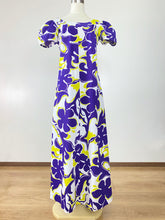 Load image into Gallery viewer, 70s Purple Floral Hawaiian Maxi Dress Small
